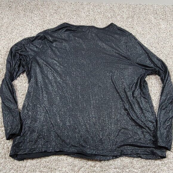 Lauren Ralph Lauren Shirt Womens 2X Black Shimmer Long Sleeve Blouse Top - Picture 7 of 9